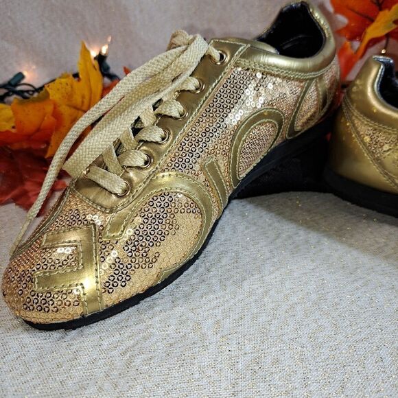 NWOT Authentic Dolce & Gabbana Gold Sequin Trainer - Picture 9 of 14
